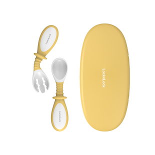 乐扣乐扣宝宝学吃饭训练勺子婴儿弯头勺辅食勺可弯曲儿童叉勺餐具