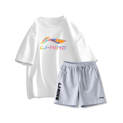 李宁运动套装男女同款2025夏季新款运动健身大码宽松棉质短袖短裤