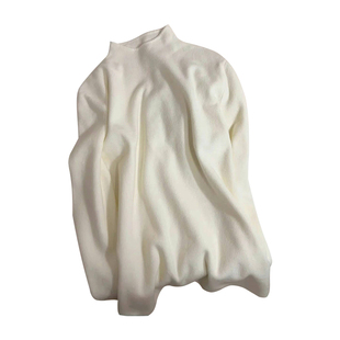 大码软糯针织长袖打底衫女春秋冬半高领套头毛衣简约上衣内搭胖mm