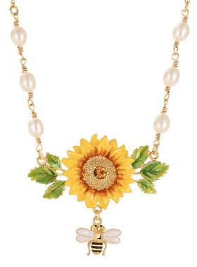 JuicyGrape珍珠珐琅向日葵项链
