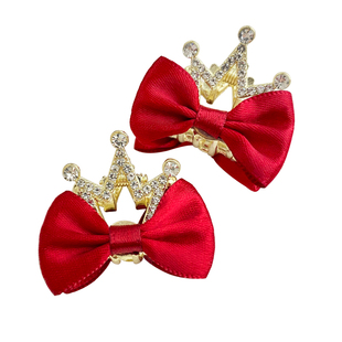 新年红色蝴蝶结公主头小抓夹女高级感儿童刘海夹发夹边夹侧边卡发