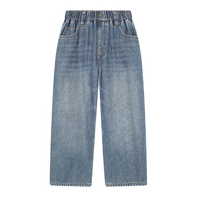 瑞比克直筒加绒牛仔裤阔腿裤