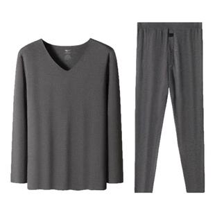 七匹狼德绒V领发热保暖内衣男新款无痕低领不外露打底内搭单上衣