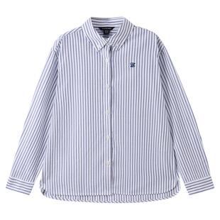 【100%棉】eland kids衣恋童装女童衬衫2025秋新品学院风条纹上衣