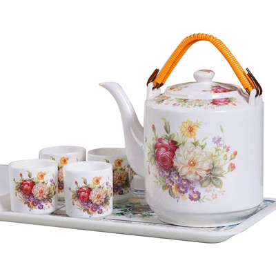 陶瓷器青花泡茶提梁中式风冷水壶