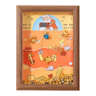 黄金矿工相框桌面摆件挖金矿相框摆台生日礼物diy6寸中空创意装饰