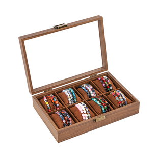 高档手表盒带盖防尘水晶手链手串首饰收纳盒手表佛珠文玩展示盒子