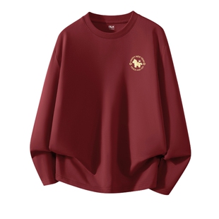 班尼路S&K系列本命年男士打底衫秋冬款纯棉长袖男款内搭红色T恤LF