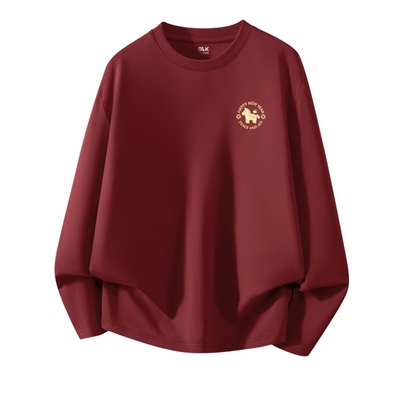 班尼路S&K系列本命年男士打底衫秋冬款纯棉长袖男款内搭红色T恤LF