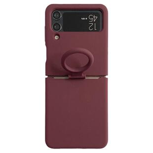 车厘子色号液态硅胶指环扣适用于三星zflip4手机壳新款GalaxyW23Flip折叠屏高级感网红zflip3韩国翻盖防摔套