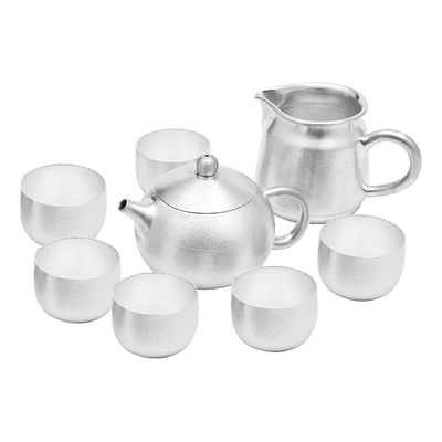 s999纯银素色茶壶套装泡茶壶礼物