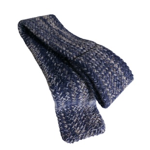 高端蓝色羊绒围脖男士花纱交织穿插式双层加厚交叉款针织脖套围巾