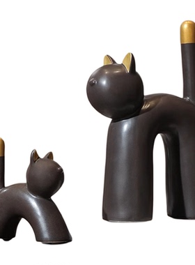 简约现代创意轻奢抽象陶瓷刀客小动物雕塑摆件家居样板间软装饰品