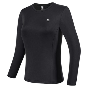 必迈运动蓄能暖绒长袖男女加绒保暖内搭上衣户外跑步外穿T恤