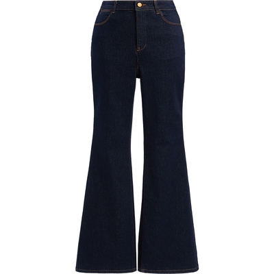 红袖商场同款HOPESHOW2025秋新款女装复古水洗拉链微喇牛仔长裤