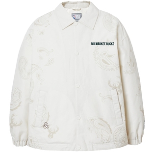 杰克琼斯NBA联名2025年冬季新款男装羽绒服宽松尖领外套上衣