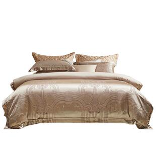 水星家纺提花四件套莫代尔桑蚕丝贡缎套件轻奢高端被套床单床品