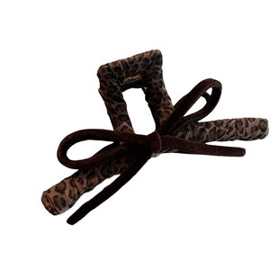 东大门咖色豹纹蝴蝶结抓夹复古网红盘发发卡时尚大号鲨鱼夹发饰女