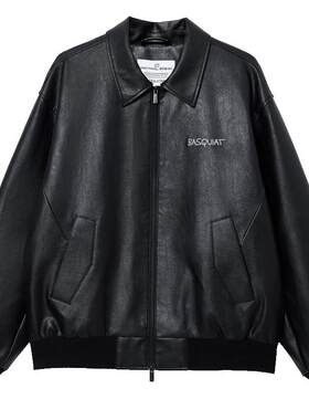 杰克琼斯男装春秋新款立体图案刺绣双向拉链宽松翻领棉衣棉服外套