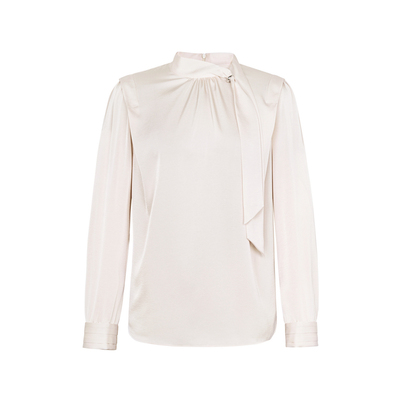 XG雪歌 2026春优雅法式缎感飘带领衬衣XL121008A151