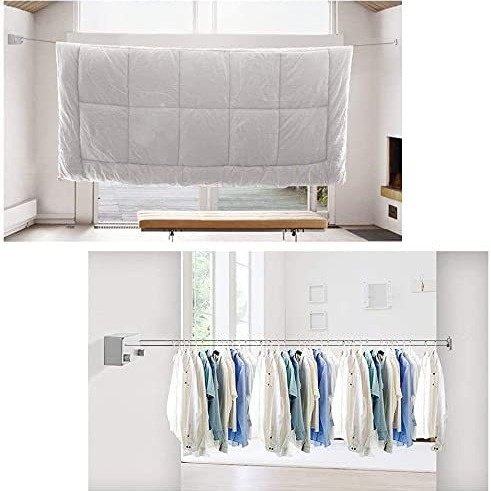 枪灰隐形晾衣绳晾衣服神器打孔室内绳子钢丝绳免卫生间阳台伸缩