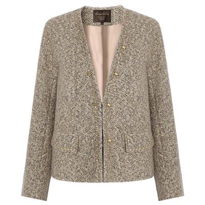 小香风花呢短款羊毛外套