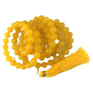 原创设计大号14mm黄玉髓108颗圆珠佛珠黄色玛瑙念珠民族风