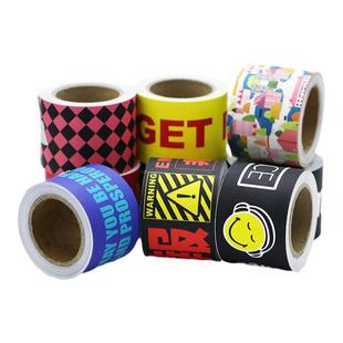 码来乐贴纸胶带行李箱鱼缸挡水渍遮光装饰防水5米可移镭射标签保险杠KEEP OFF X潮流雷龙危险红色警告贴纸