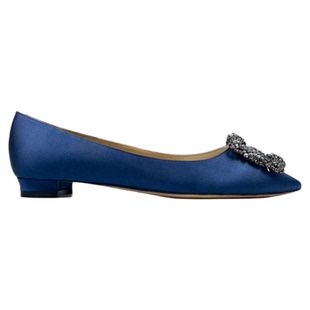 Royeer Viuoar 2025春新款MB雪花扣水钻平底鞋女浅口真丝尖头单鞋