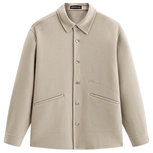 【商场同款】太平鸟男装 冬季新款羊毛翻领毛呢衬衫男B1CHF4265