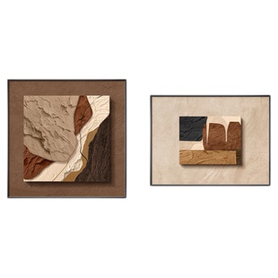 中古风卧室床头装饰画艺术肌理感房间主卧挂画高级抽象餐厅墙壁画