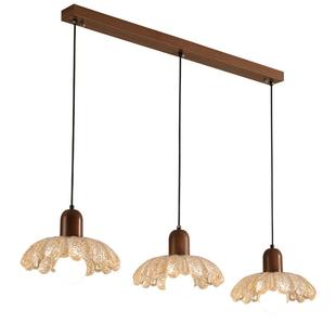 箭牌中古风餐厅吊灯胡桃木色高级感金箔法式复古饭厅餐桌灯吧台灯