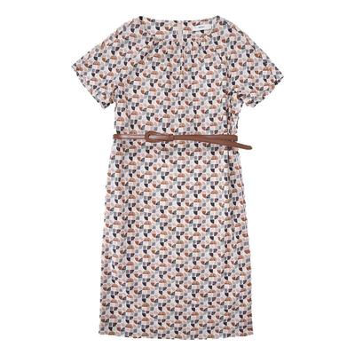 HONRN/红人腰带收腰纯棉连衣裙