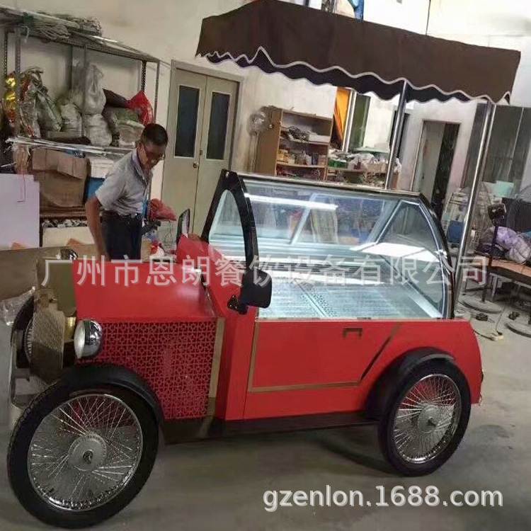 厂家新款 户外冰淇淋展示柜 冰激凌冰棒花车 110V 移动雪糕柜餐车