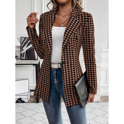 E 92369 Houndstooth slim blazer 千鸟格修身小西装跨境速卖