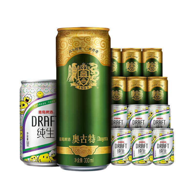 青岛啤酒奥古特330ml*6听+青岛啤酒纯生200ml*4听共10听