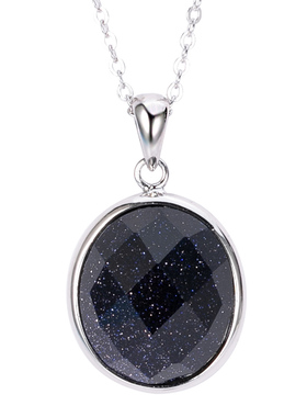 紫金沙吊坠925银项链网红ins潮女个性纯银坠子个性大颗椭圆形银饰