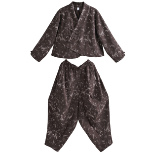 易见2025春秋冬新款复古文艺中式宽松显瘦上衣休闲裤灯笼裤两件套