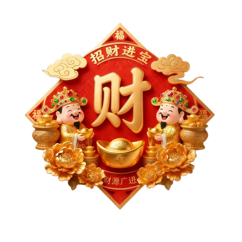 财神送财喜笑颜开笑脸财神爷贴纸冰箱衣柜墙面装饰贴纸福喜财墙贴