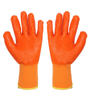 全挂 加绒厚毛圈加绒里乳胶防寒防水浸胶牛筋PVC耐用防滑保暖手套