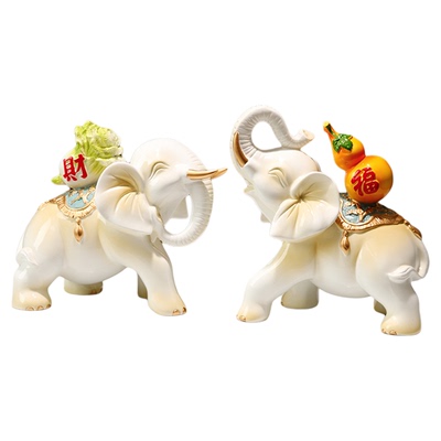 招财镇宅大象摆件一对
