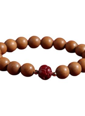 天然真桃木盘玩手串女款驱邪辟凶朱砂木质男士串珠手链文玩转运珠