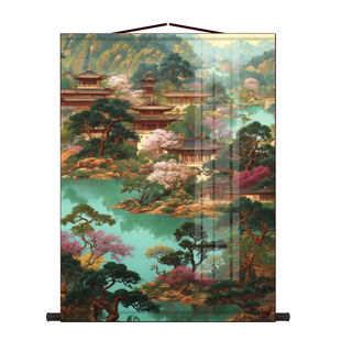 三尺三仙家堂口山水画堂单风景画客厅书房墙面装饰古风山水卷轴画