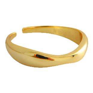 时尚个性复古金色戒指女2025年小众设计食指戒开口可调节简约指环