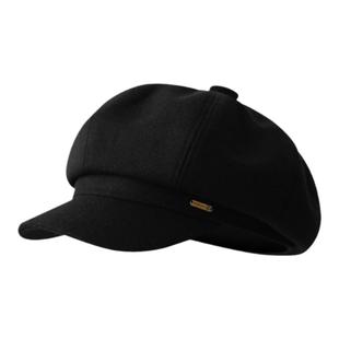 秋冬高级呢子八角帽女生复古毛呢咖啡色画家帽子韩系百搭报童帽子