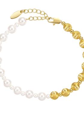 许靖韵同款mfow施家珍珠925纯银拉丝珠工艺YUAN系列2024新款手链