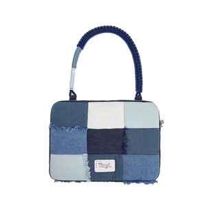 Tagi编织小枕头充棉刺绣手提单肩防摔防震电脑包笔记本包黄格子包