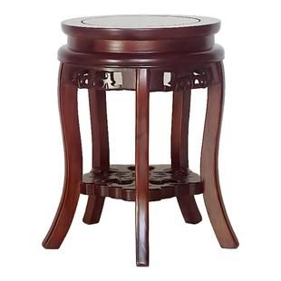 中式实木圆凳子餐桌凳加厚承重客厅仿古化妆凳榆木古筝凳茶室矮凳