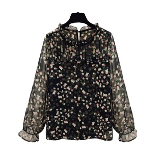 2026早春新款郁金香时尚甜美木耳边长袖衬衫洋气别致设计感上衣