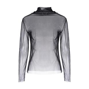 LYNEE【云雾】2026新款叠穿内搭上衣女半高领透视网纱长袖打底衫